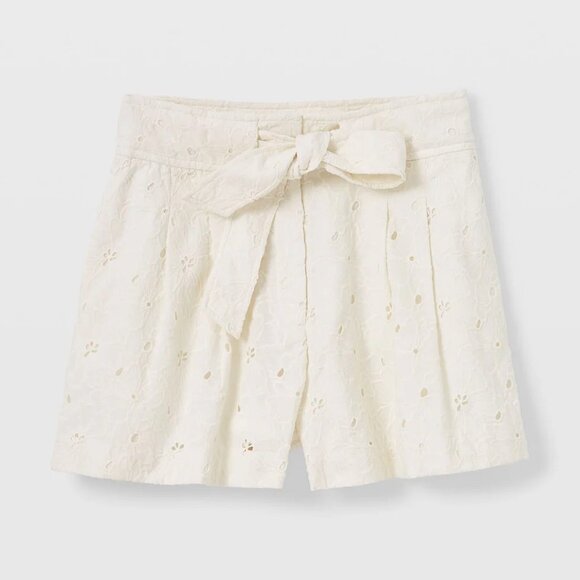 NWT Club Monaco Cottagecore Cotton Embroidered Eyelet Shorts Tie Waist MSRP $129 - Picture 4 of 4